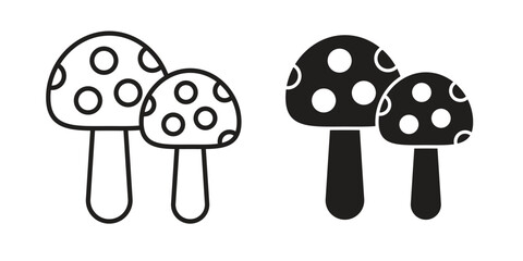 Mushroom icon vector in simple flat design, outline.