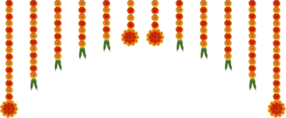 Marigold flowers with leafs decorative festive entrance gate