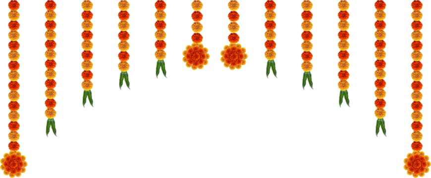 Marigold flowers with leafs decorative festive entrance gate