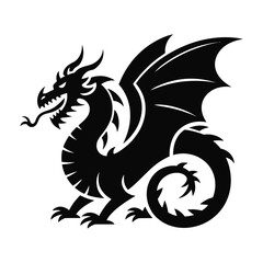 Fototapeta premium Iconic Black Dragon Silhouette Illustration - A Symbol of Power and Fantasy