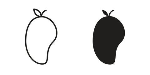 Mango icon vector in simple flat design, outline.
