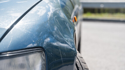 Damaged car body after an accident. 