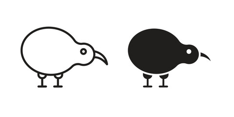 Kiwi bird icon vector in simple flat design, outline.