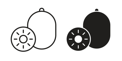 Kiwi icon vector in simple flat design, outline.