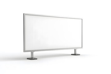 Naklejka premium Gray metal billboard with a blank white surface, standing on two small gray metal feet, on a white background. The billboard is designed for showcasing advertisements or marketing promotions.