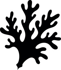 Coral flow paint shape silhouette with abstract vector design for modern art