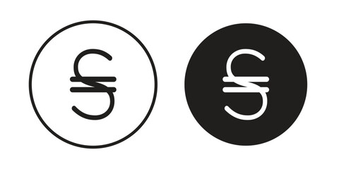 Hryvnia icon vector in simple flat design, outline.