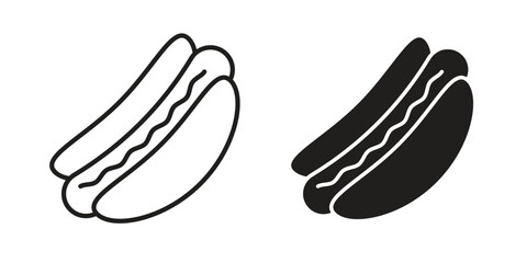Hotdog icon vector in simple flat design, outline.