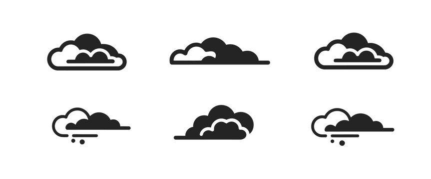Japanese cloud line pattern, Chinese style, oriental element icon Korean simple shape,element icon Asian motif. Abstract China symbol, black geometric Tibetan set isolated on white background. 
