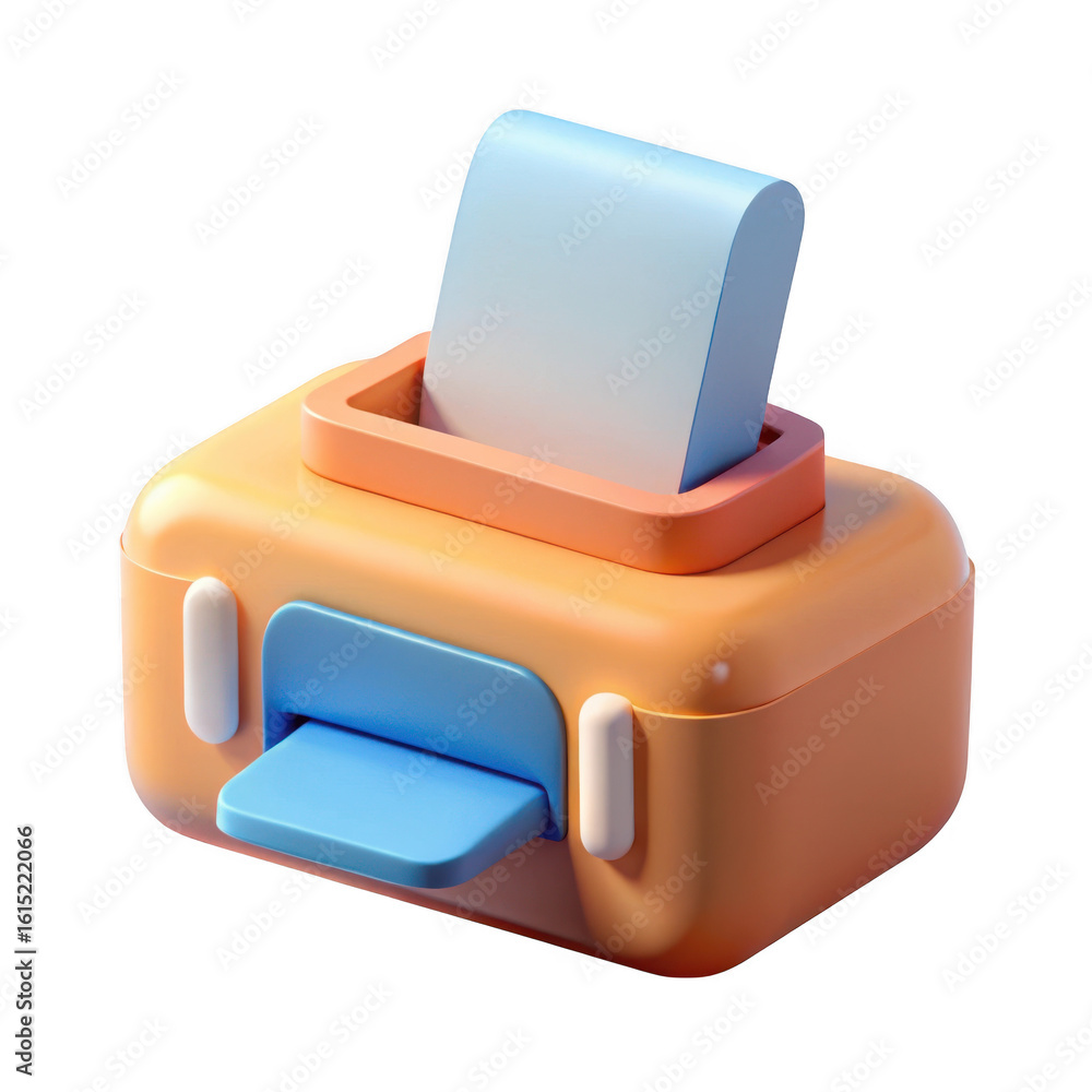 Poster 3d printer with paper isolated on transparent background