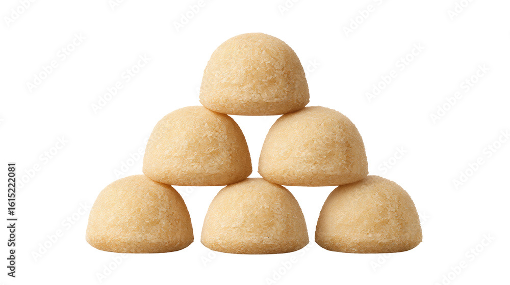 Poster soft coconut sweets isolated on transparent background with smooth texture