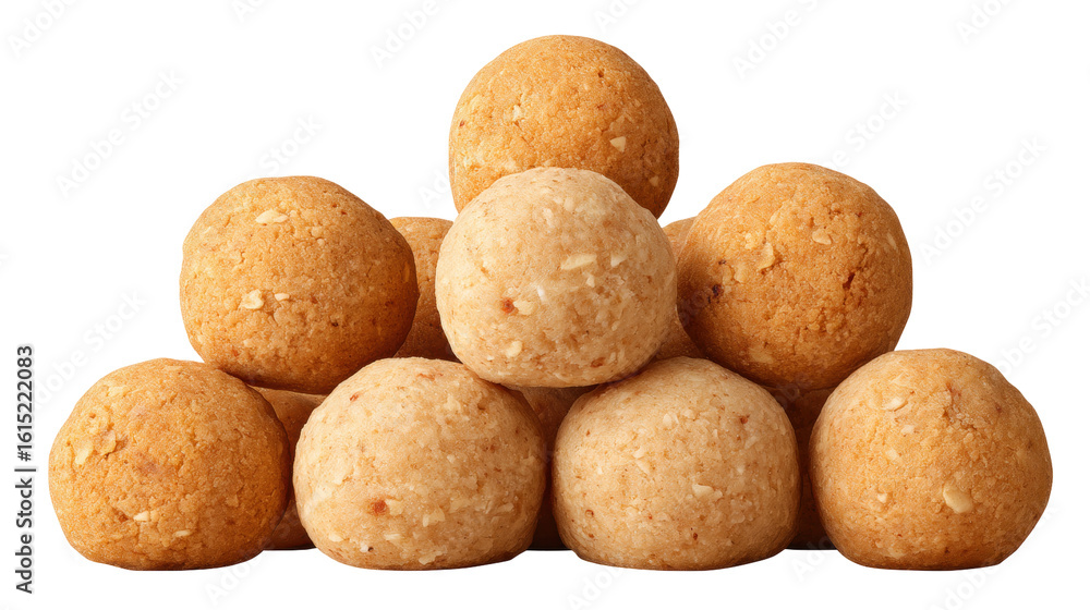 Poster sweet isolated dessert balls on transparent background with soft texture and round shape