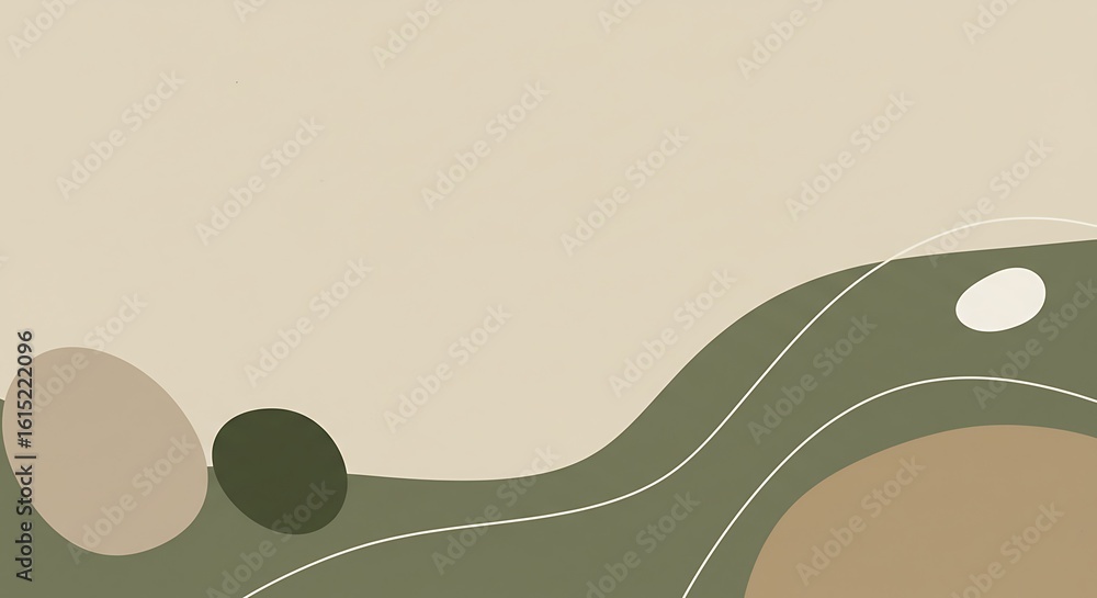Poster minimalist abstract background with organic shapes and flowing lines. serene nature-inspired illustr