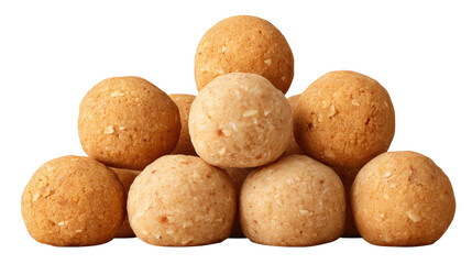 Sweet isolated dessert balls on transparent background with soft texture and round shape