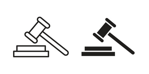Gavel icon vector in simple flat design, outline.