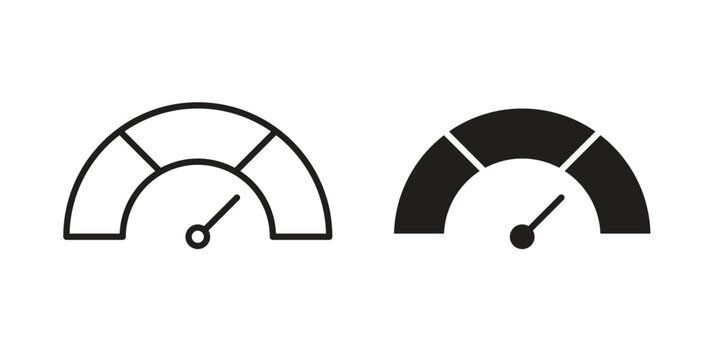 Gauge icon vector in simple flat design, outline.