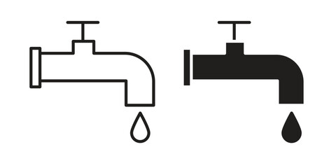 Faucet drip icon vector in simple flat design, outline.