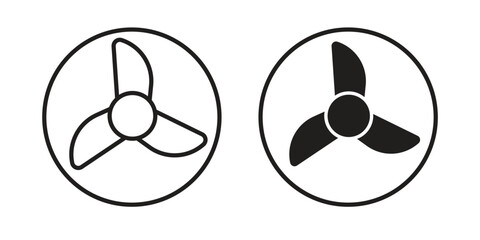 Fan icon vector in simple flat design, outline.