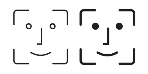 Face id icon vector in simple flat design, outline.