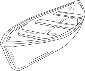 The Illustration of wooden boat