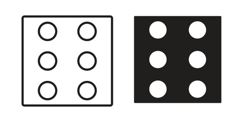 Dice six icon vector in simple flat design, outline.