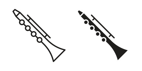 Clarinet icon vector in simple flat design, outline. © Franklin