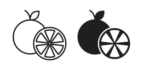 Citrus icon vector in simple flat design, outline.