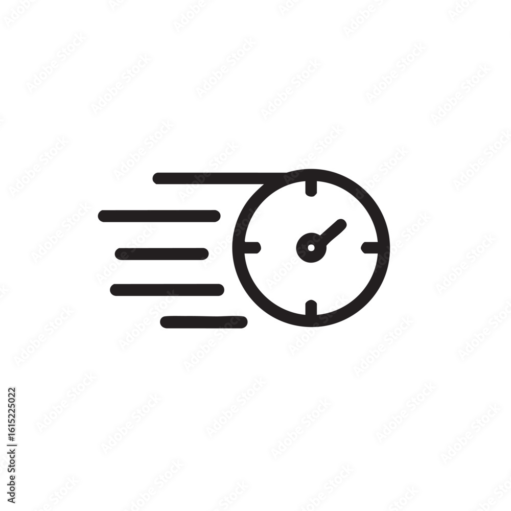 Poster a simple line drawing of a clock moving quickly.