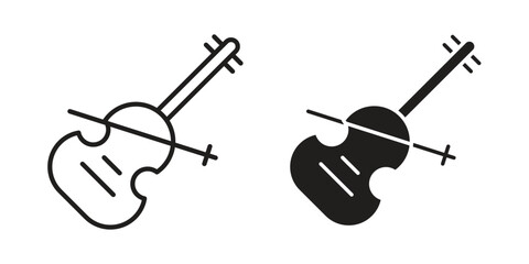 Cello icon vector in simple flat design, outline.