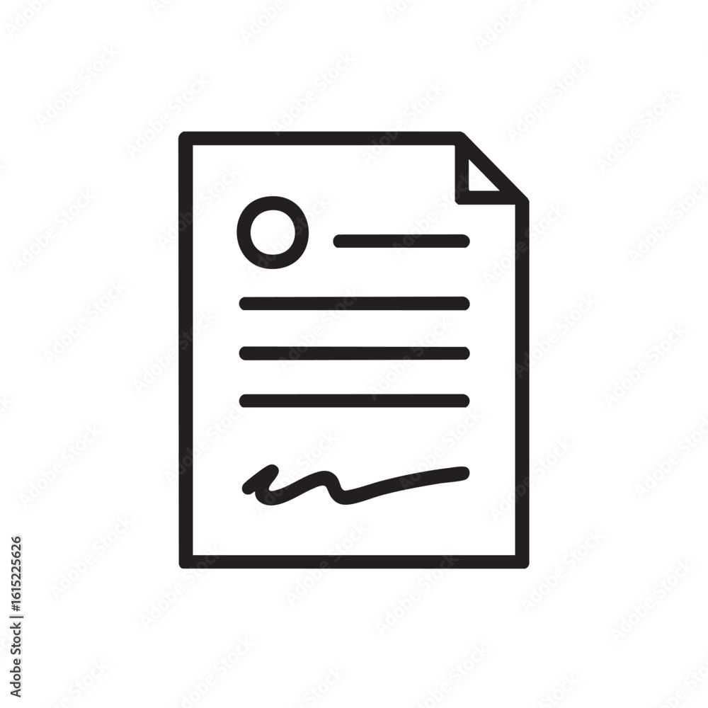 Poster a simple line drawing of a signed document or contract.