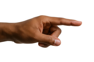 A close-up of a male hand pointing forward, showcasing detailed skin texture and natural light highlighting the fingertips.