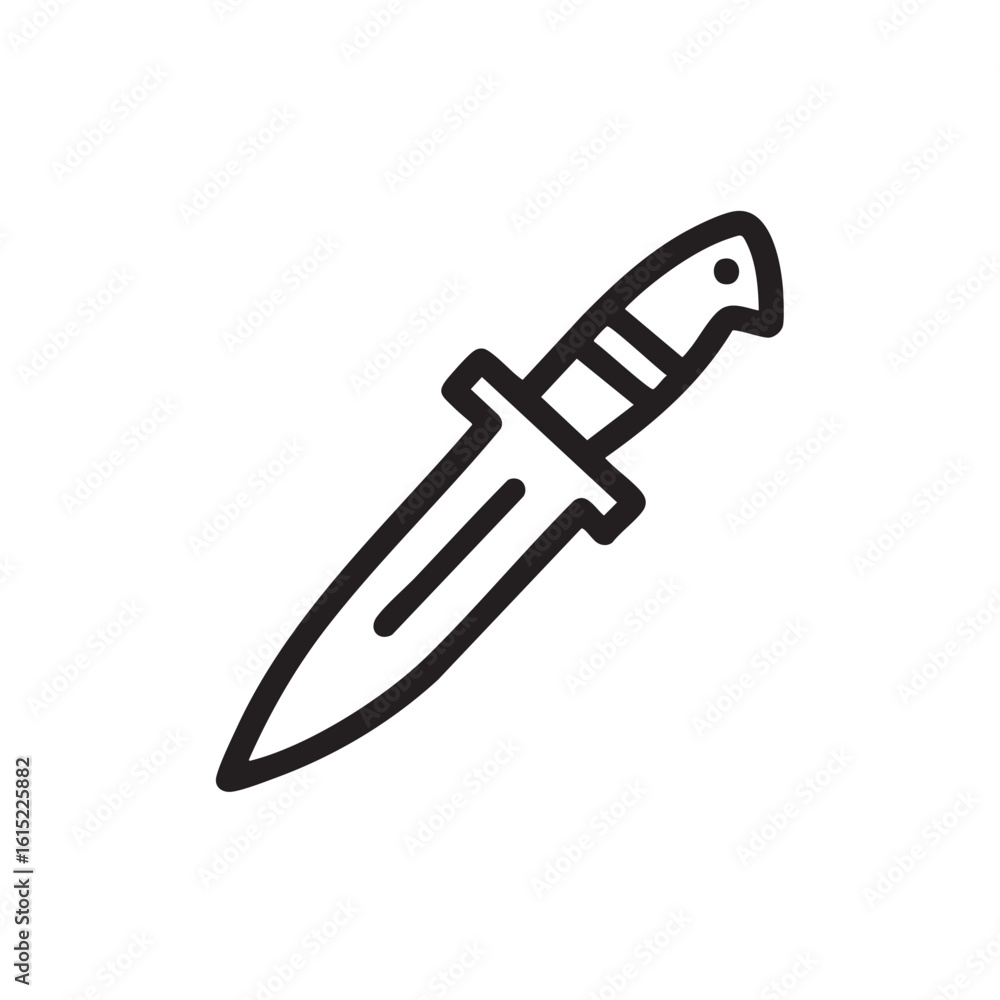 Poster a simple line drawing of a sharp knife with a handle.