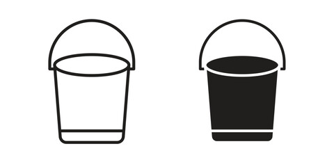 Bucket icon vector in simple flat design, outline.