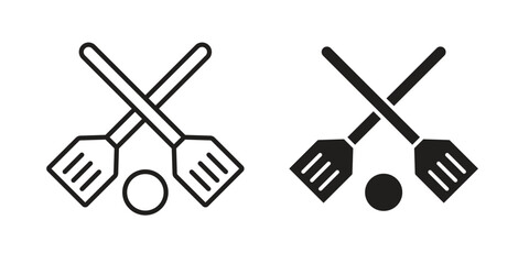 Broom-ball icon vector in simple flat design, outline.