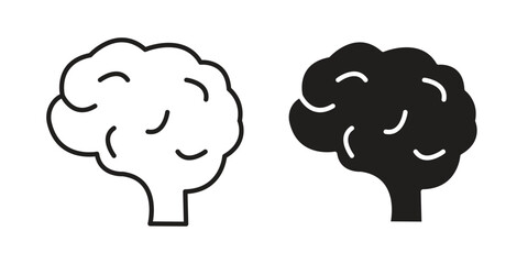 Brain icon vector in simple flat design, outline.
