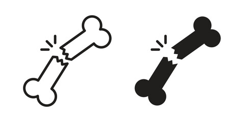 Bone break icon vector in simple flat design, outline.