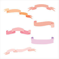 Set of Colored Ribbons for Decor. Bow, Award. Strip of Fabric. Silk. Stamp. Place for Inscription. Vector Illustration on White Background.