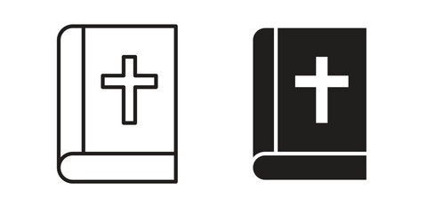 Obraz premium Bible icon vector in simple flat design, outline.
