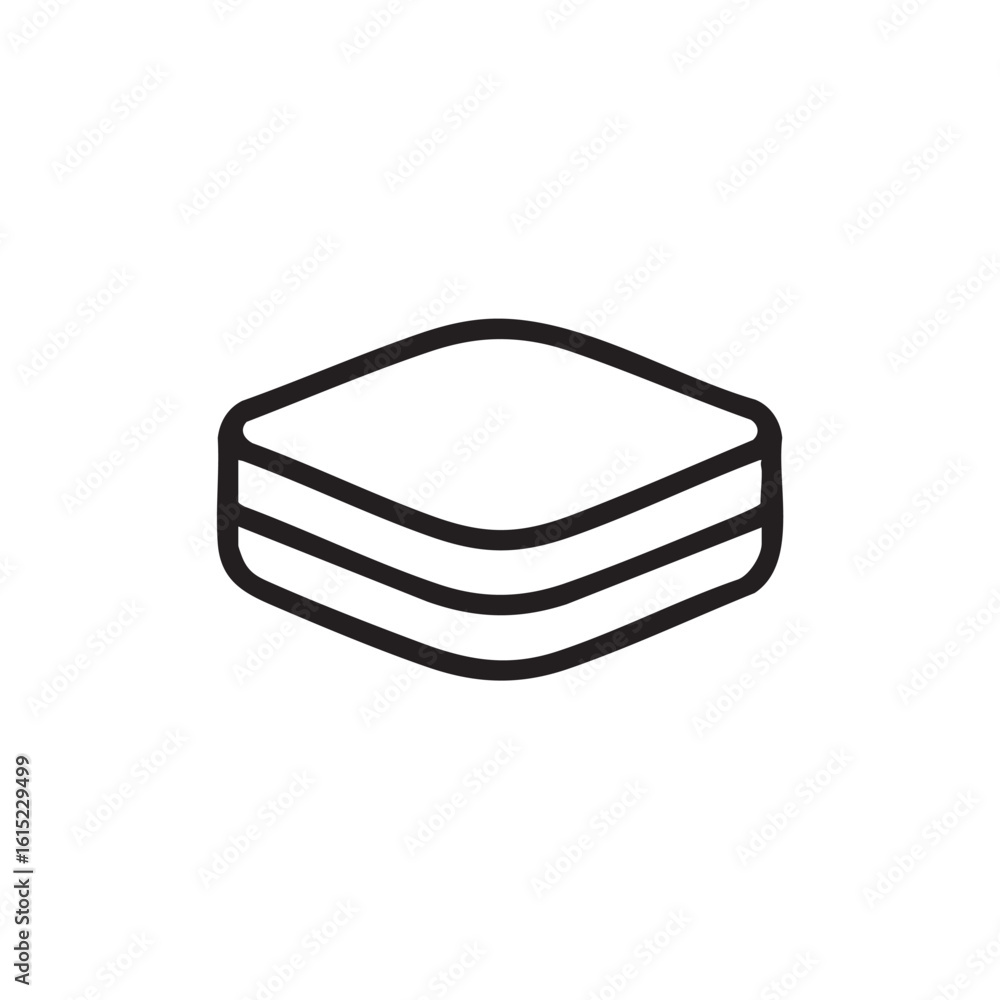 Poster a simple line drawing of a square object with a layered top.