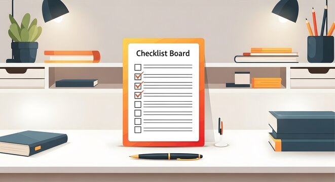 Checklist Board on Desk - Powered by Adobe
