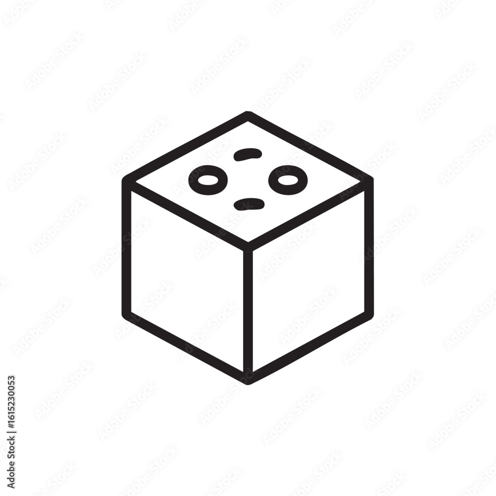 Poster a simple line drawing of a cubic block.