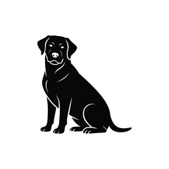 Obraz premium Black Labrador Retriever Silhouette Vector Illustration in Sitting Pose ? Minimalist Pet Design for Logos, Stickers, and Animal-Themed Graphics