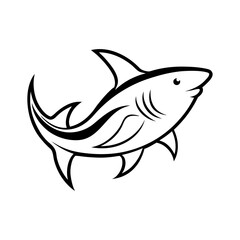 Fototapeta premium Swimming Shark Silhouette Ocean Animal Clipart for Kids, Crafts , Nature Themes, Labels & Commercial Use