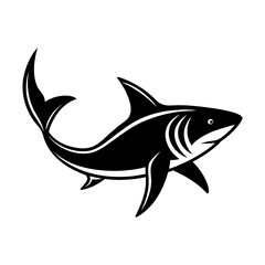 Fototapeta premium Swimming Shark Silhouette Ocean Animal Clipart for Kids, Crafts , Nature Themes, Labels & Commercial Use