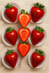 Morango do Amor Halved and Whole Strawberry Display in Grid

Morango do Amor Gourmet Strawberries with Artistic Cross Sections

Morango do Amor Candied Strawberry Composition with Heart Slices