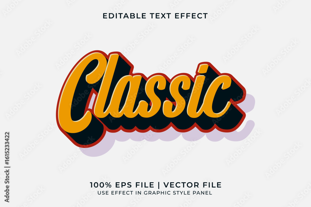 Poster 3d editable vector text effect in retro or vintage style