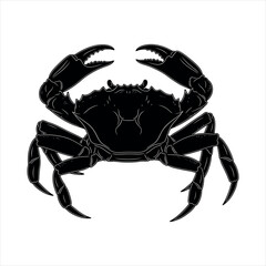 Detailed silhouette illustration of a crab isolated on white background