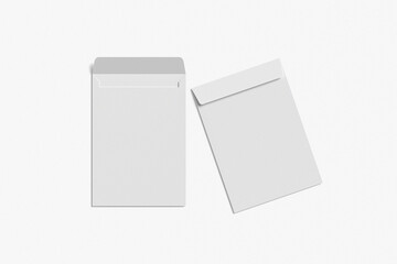 Realistic blank white letter paper C4 envelope front view on gray background