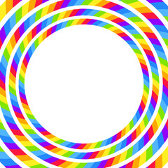 Spiral rainbow swirl background, optical illusion of movement, vector illustration opt art style, colorful abstract geometric, multicolored psychedelic background, round frame