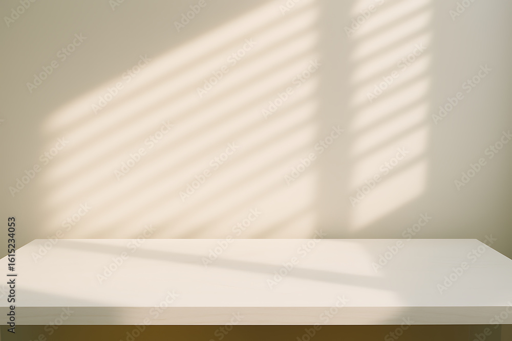 Poster warm sunlit scene with clean surface and gentle shadow patterns perfect for product display